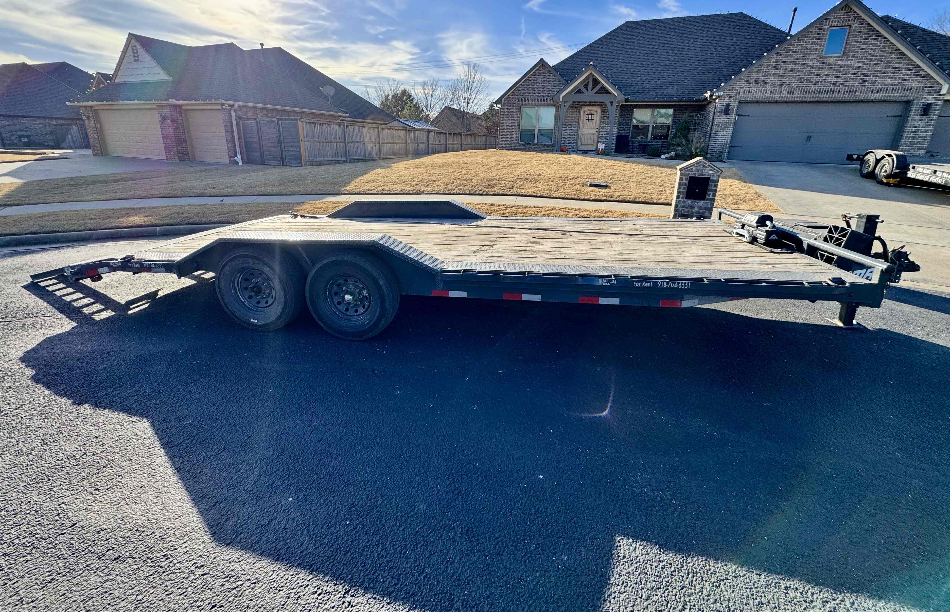 22 foot car hauler trailer with winch and steel ramps in Owasso Oklahoma